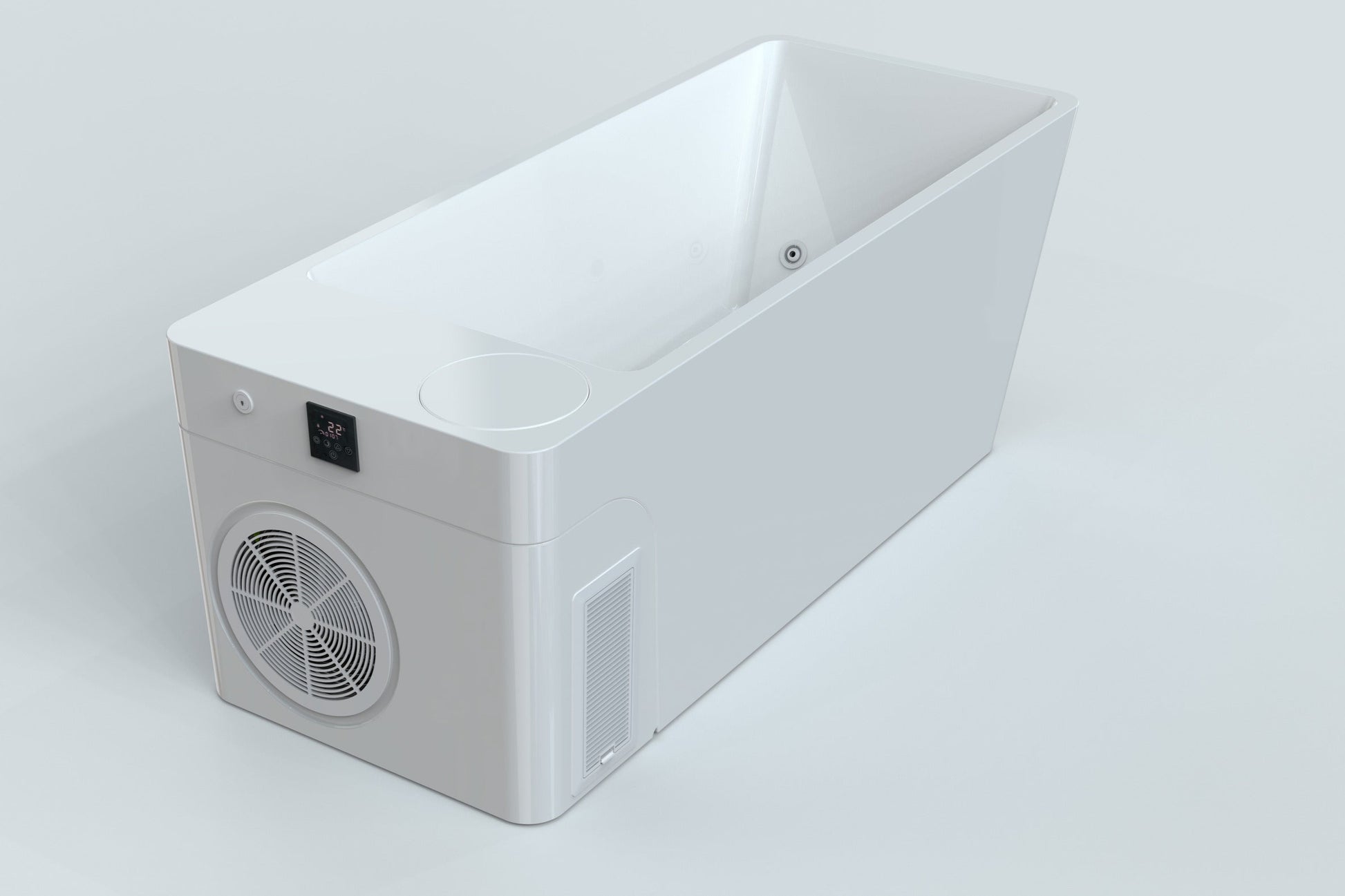 Angled back side view of Elite Plunge with chiller and component housing.